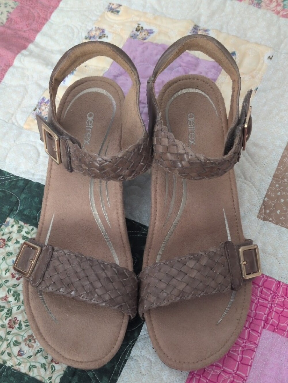 Aetrex Taupe Braided Slingback Sandals - Picture 2 of 9